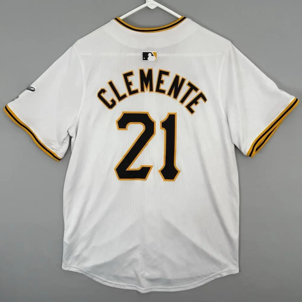 Nike Pittsburgh Pirates Roberto Clemente #21 White MLB Baseball Jersey Sz Medium